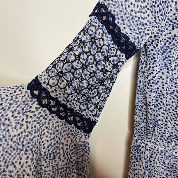 Alexis LANELLE PRINTED LONG-SLEEVE MINI DRESS IN BLUE sz M - Picture 4 of 10